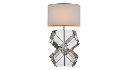 Crystal table lamp with white shade isolated PNG with Transparent Background