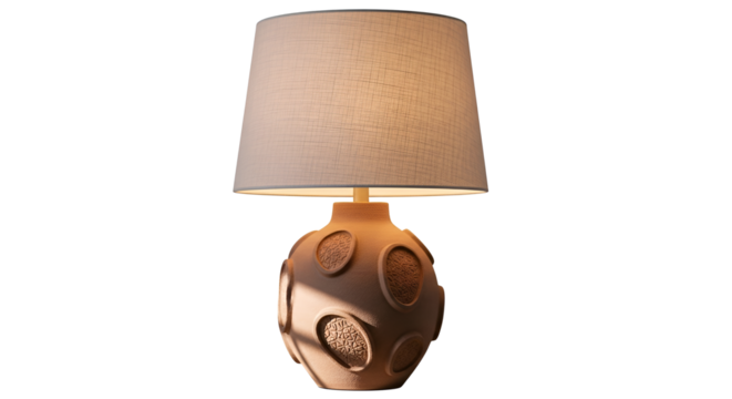 Beige lamp with geometric design isolated PNG with Transparent Background