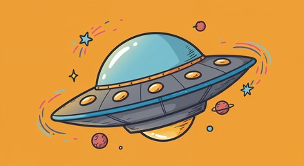 Cartoon flying saucer illustration space theme