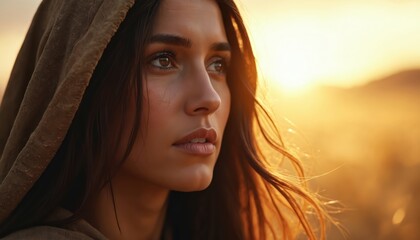 Generative AI artwork captures Mary Magdalene, a biblical follower of Jesus Christ. Her portrait shows a woman seeking forgiveness and transformation in a spiritual, religious context.