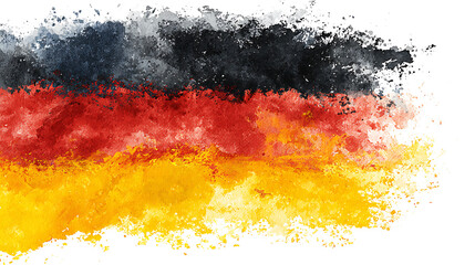 German Flag Painted in Watercolor – Black, Red, Yellow on White