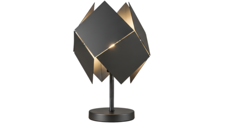 Modern table lamp with geometric diamond design isolated PNG with Transparent Background