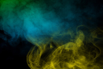 Yellow steam on a black background.