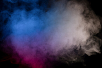 White steam on a black background.