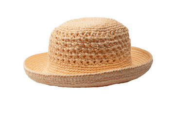 Straw summer hat with isolated on white background.