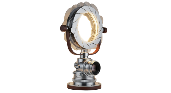 Steampunk style table lamp with light isolated PNG with Transparent Background