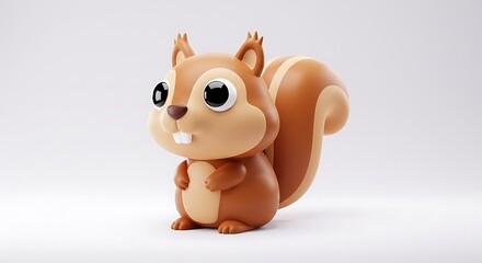 Adorable 3D Cartoon Squirrel with Big Eyes and Bushy Tail