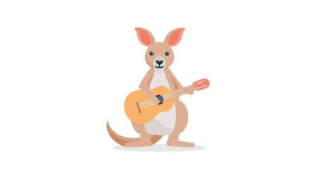 Cartoon kangaroo playing guitar