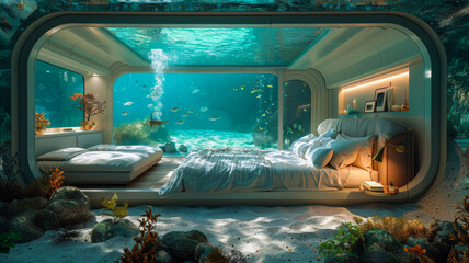 A Visual Extravaganza at an Underwater Hotel Suite