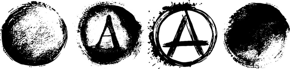 Black and white anarchy symbol stencil collection for urban art design