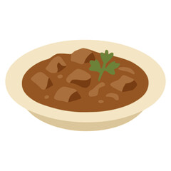 Beuschel traditional Austrian stew food flat color vector illustration template design