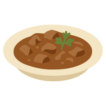 Beuschel traditional Austrian stew food flat color vector illustration template design