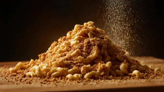 Pasta breadcrumbs pile food photography