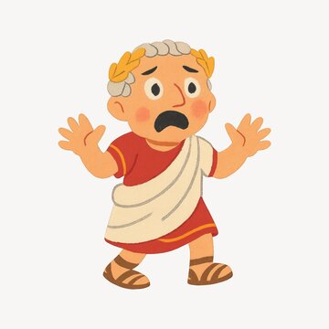 Cartoon Roman character surprised.