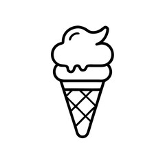 Ice cream cone in simple line art style symbolizing dessert  