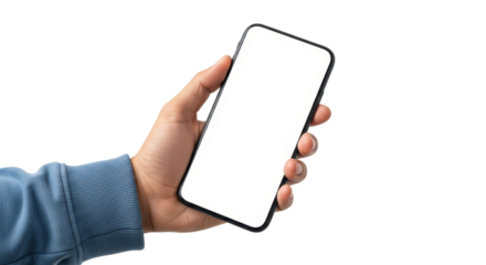 Isolated Hand Holding Smartphone with Blank Screen