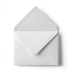 Blank white envelope open on a white background