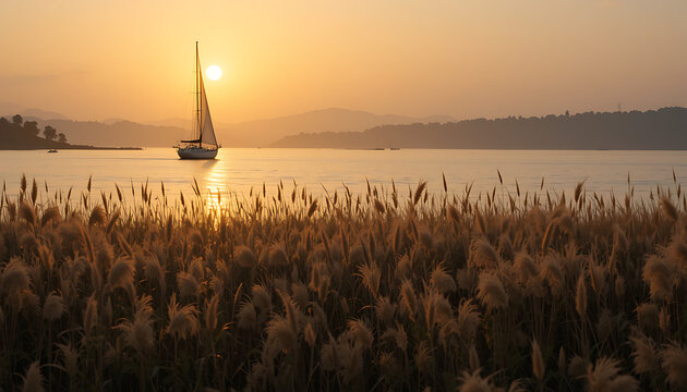 sunset over the lake sunset on the lake sailboat at sunset beautiful view and seen beautiful background and wallpaper hd picture 