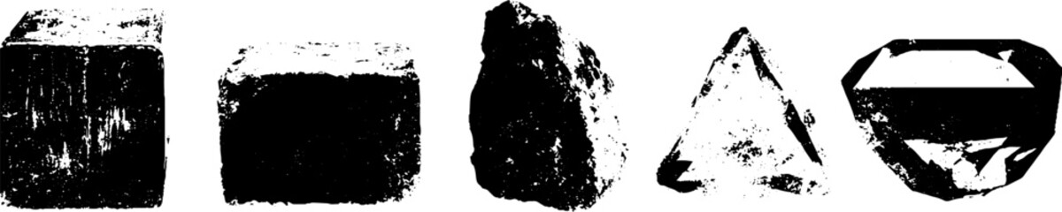 Black and white stencil set of geometric shapes for creative design