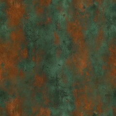 Grunge Texture with Oxidized Metal Effects in Dark Green and Rust Orange for Industrial Packaging