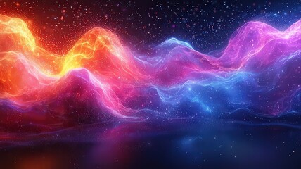 Fototapeta premium Vibrant abstract waves of olorful light and energy, reating a mesmerizing cosmc landscape, perfect for dgital art and technology temes.
