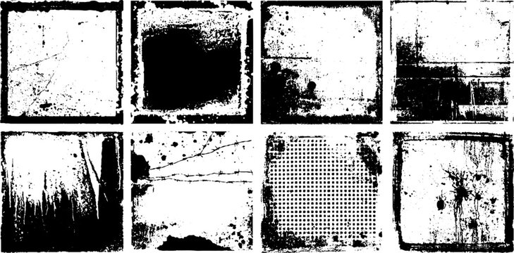 Grunge stencil collection: black and white urban art design elements