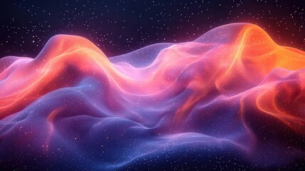 Fototapeta premium Vibrant abstract waves of olor in a cosmic landscape evoking a sense of depth nd tranquility, perfect fo modern digital art and deign projects.