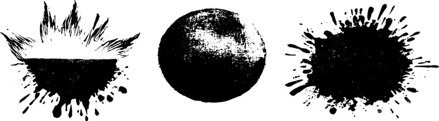 Abstract black and white ink splatter and stencil set for creative design projects