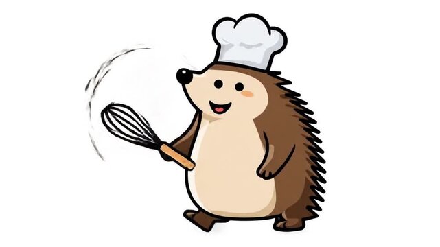 Cute hedgehog chef cartoon illustration