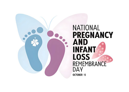 National pregnancy and infant loss remembrance day graphic with butterfly footprints
