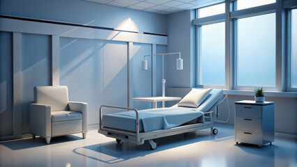 3D Render of Clean Modern Hospital Room