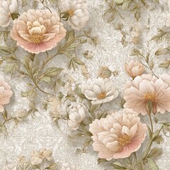 Soft faded floral fabric pattern vintage style seamless