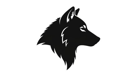 Wolf Head Black Silhouette Vector Icon on White Background.