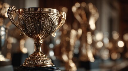 Majestic gold trophy representing triumph and success on display