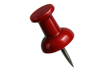 Glossy crimson pushpin positioned against translucent surface, highlighting precision marking and clean organizational design
