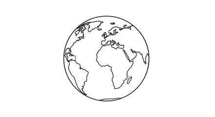 Simple line art earth globe illustration