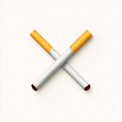 Anti-tobacco theme, crossed cigarette emblem, minimalistic design, white background, clean vector style, bold lines, awareness poster concept