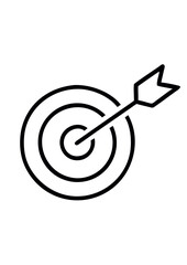 Target with arrow in minimalistic style on white background concept of icon  
