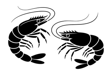 Obraz premium Silhouette of shrimp seafood prawns crustaceans