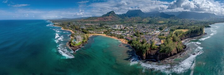 Kauai Drone. Capturing Aerial Views of Cityscape and Seaside Architecture
