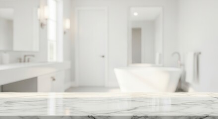 Elegant marble countertop in a bright bathroom interior offering versatile design applications