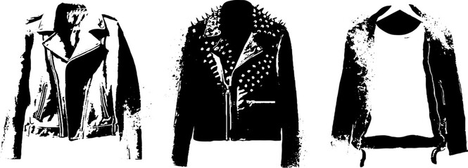 Black and white punk jacket stencil collection for urban design projects
