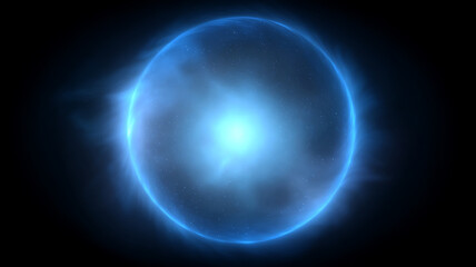 Fototapeta premium Glowing Blue Energy Sphere on Black Background