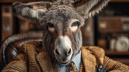 A Humorous Donkey Dressed as a Businessman in a Corporate Office