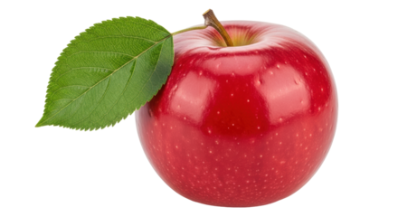 Isolated Red Apple with Leaf