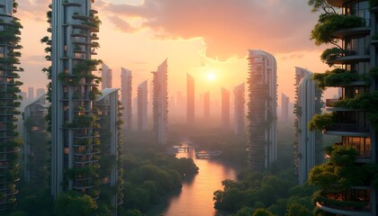 Futuristic Eco City Skyline
