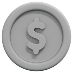 3D Silver Dollar Coin Icon
