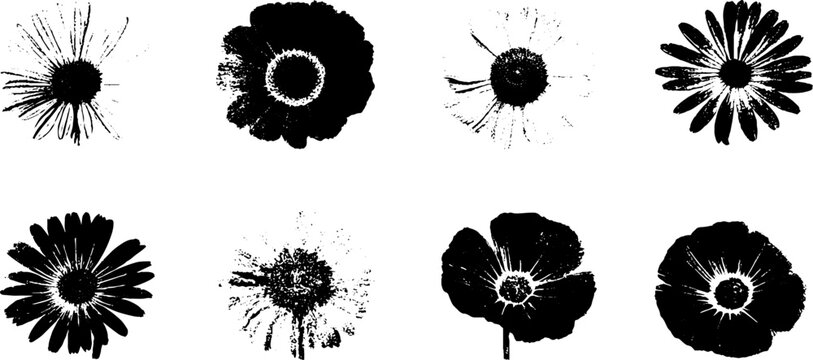 Black and white floral stencil set for artistic and creative designs