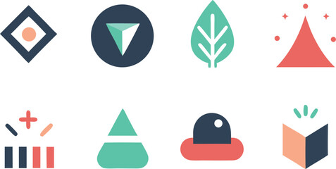 Clean vector minimalist logo elements bundle scalable geometric shapes icons illustration vector