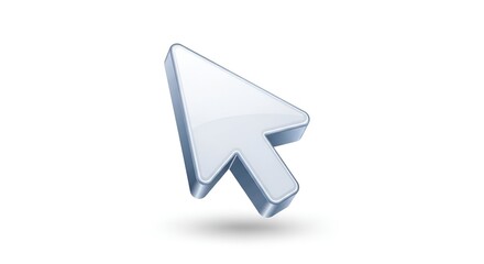 A computer cursor pointing upwards and to the right on a plain white background with a slight shadow